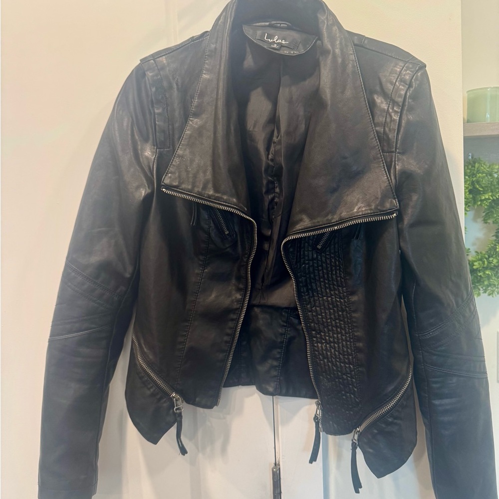 Lulu's Black Leather Moto Jacket